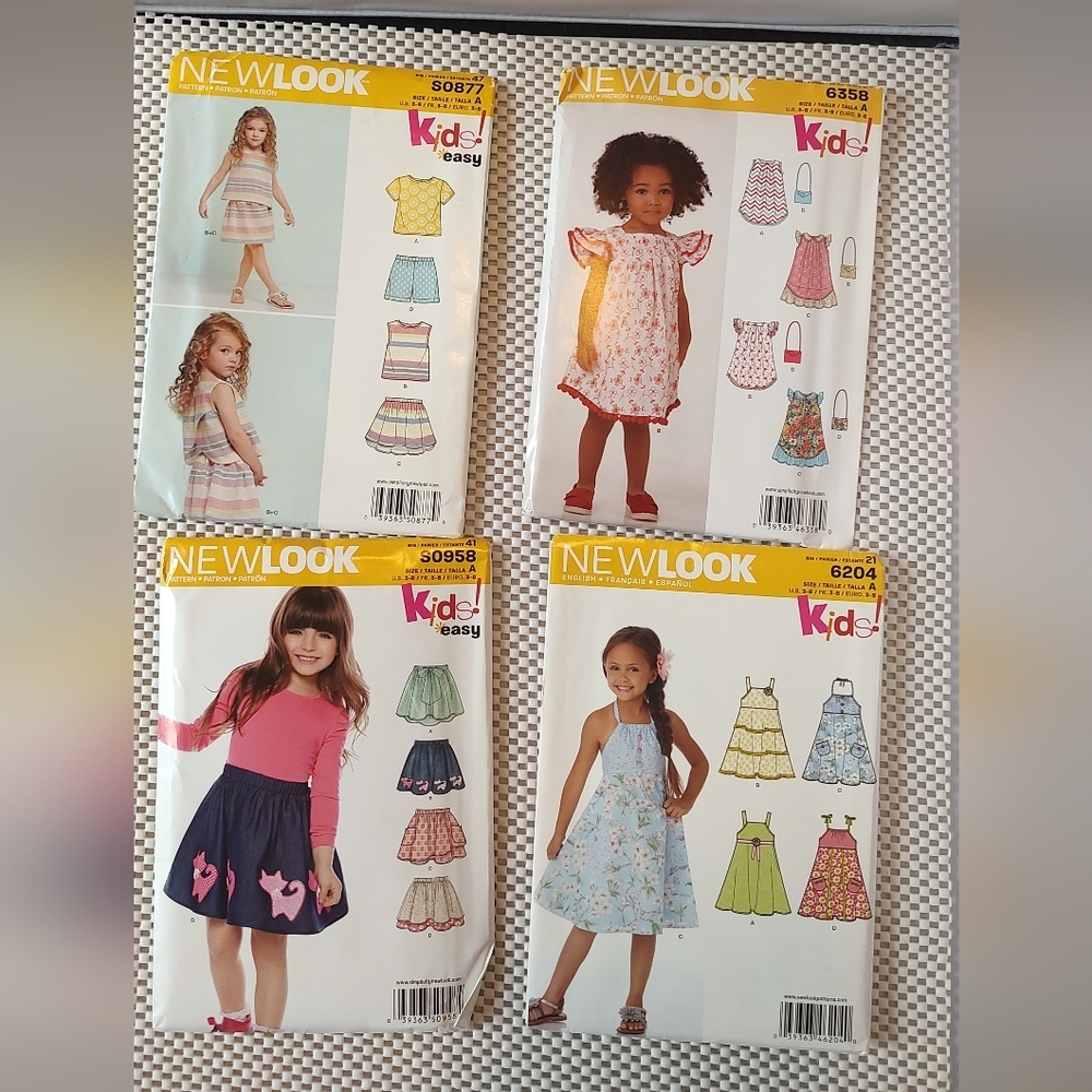 New Look Pattern Bundle Girls Size 3-8 Dresses -6358 -6204 -S0877 -S0958